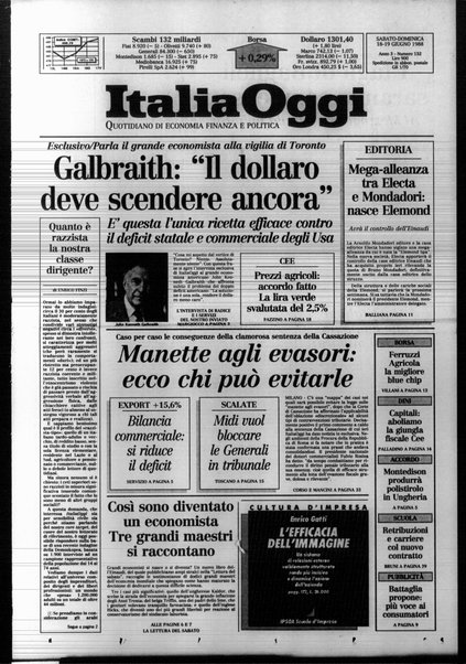 Italia oggi : quotidiano di economia finanza e politica